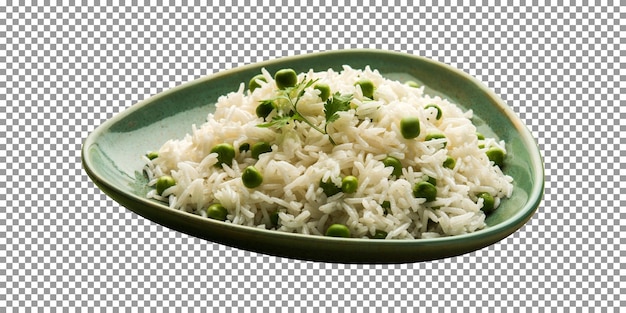 PSD arroz blanco con guisantes verdes sobre fondo transparente