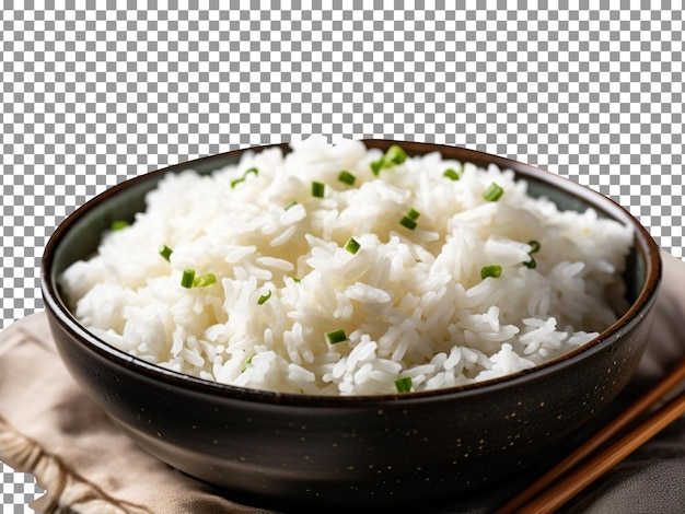 PSD arroz branco cozido saboroso com ervilhas isoladas em fundo transparente