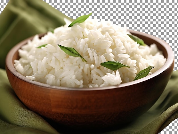 Arroz branco cozido saboroso isolado em fundo transparente