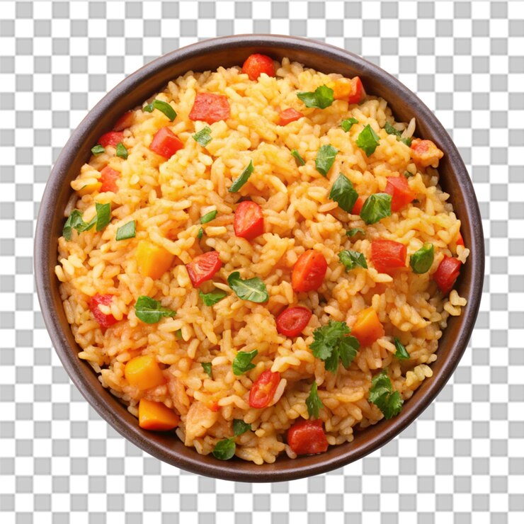 PSD arroz com pequi isolado em fundo transparente