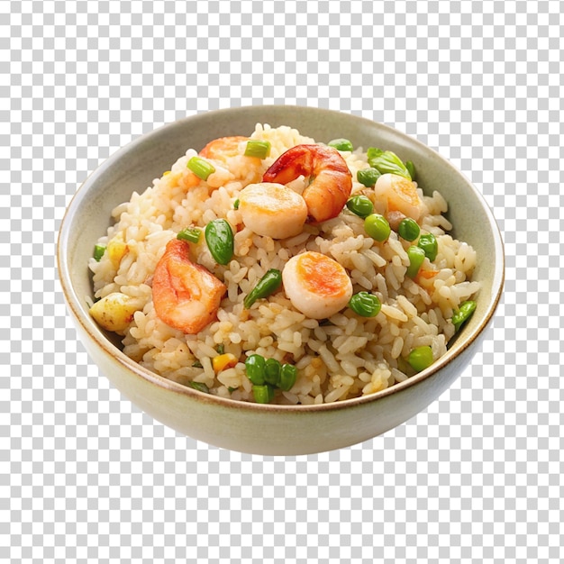 PSD arroz frito chinês com camarão e arroz em fundo transparente