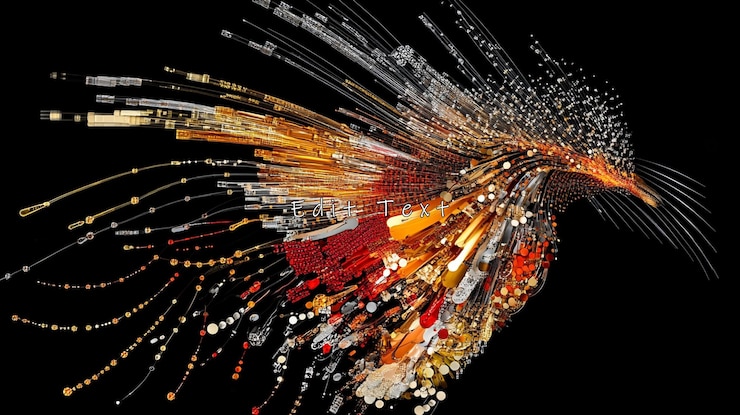 PSD art abstrait or métallique particules rouges énergie mouvement explosion d'explosion fond de conception