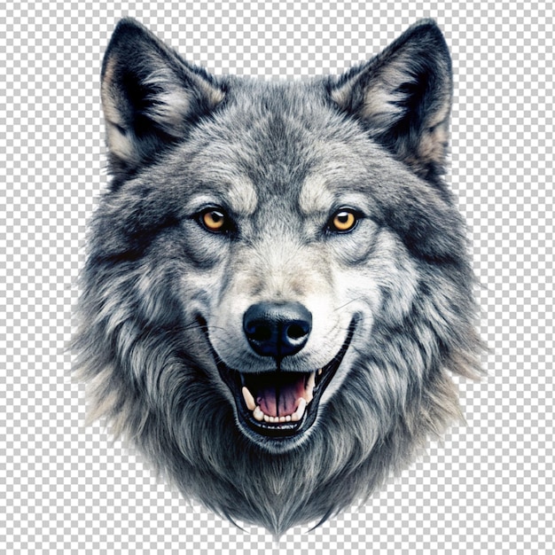 PSD art d'animal de loup d'horreur sur un fond transparent