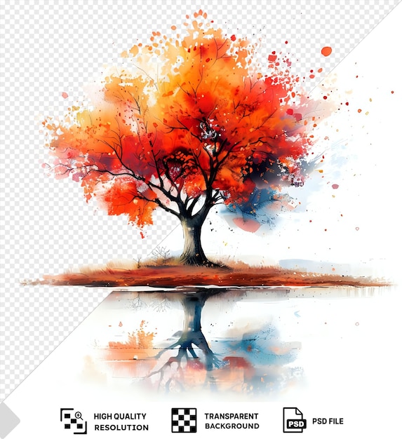 Art à L'aquarelle Enchanteur De La Nuit D'automne Sur Un Fond Isolé Avec Un Orange