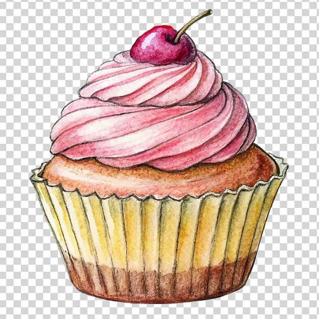 PSD art de cupcake rose isolé sur un fond transparent