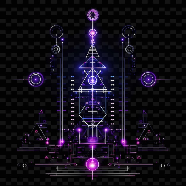 PSD art deco steampunk neon light traces radio towers deep purple shape y2k neon light colecciones de arte que se encuentran en el centro de la ciudad.