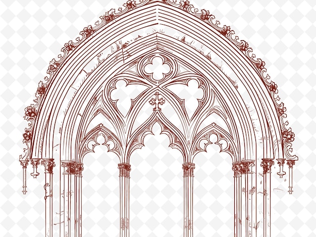 Art Du Cadre De La Cathédrale Gothique Png Avec Des Contreforts Volants Et Une Rose W Illustration Art Du Cadre Décoratif