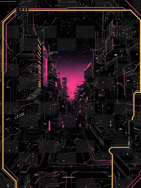 PSD art du cadre cyberpunk futuriste avec des lumières au néon et un décor de panneau d'affichage créatif de forme futuriste y2k