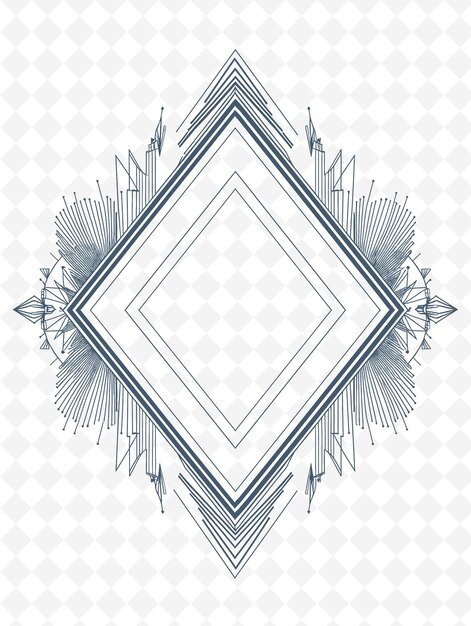 PSD art du cadre géométrique png avec des décorations de diamants et de triangles bo illustration art du cadre décoratif