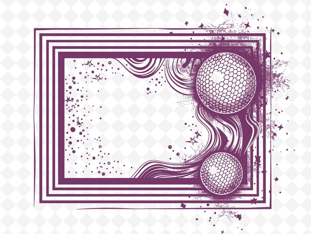 PSD art du cadre png retro disco avec boule de disco et motifs funky décoration illustration art du cadre décoratif