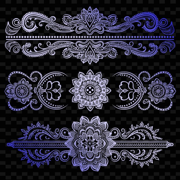 Art du henné du Moyen-Orient avec des motifs floraux et de paillis Bo PNG Des motifs stylisés uniques