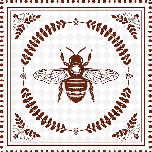 PSD art folklorique de l'abeille png avec des ailes et des rayures pour les décorations dans le décor du cadre d'illustration f