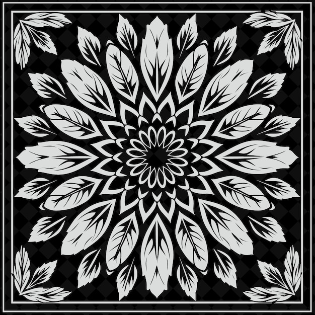 PSD art folklorique de dahlia avec des pétales et des feuilles pour les décorations dans la collection de cadres artistiques creative outline