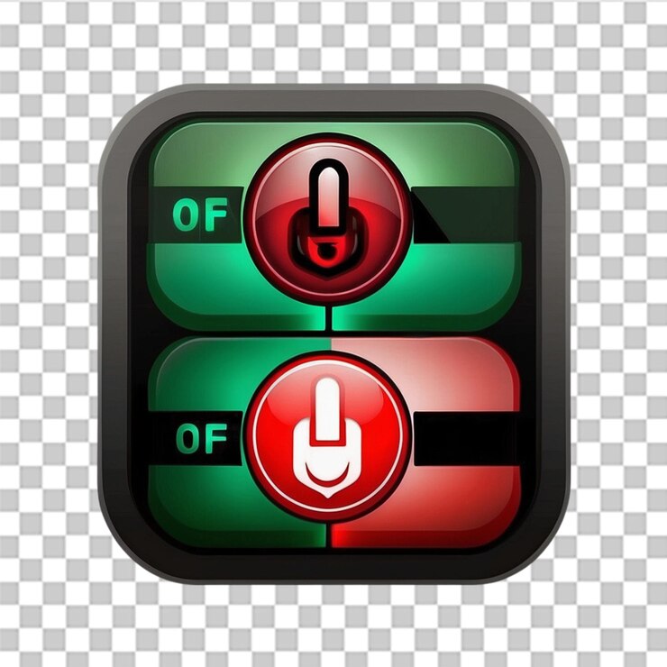 PSD art illustration of red and green power onoff button icon set