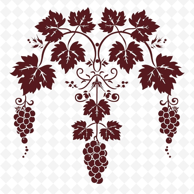 PSD art en ligne d'améthyste avec des vignes et des raisins pour les décorations outline arts griffonnés de la nature décor