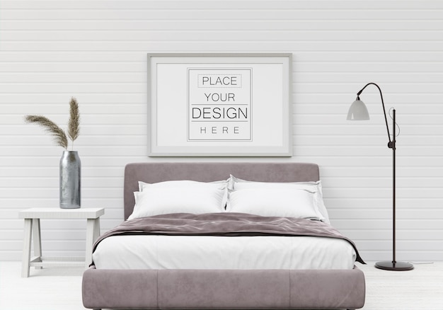 Art mural ou intérieur de maquette de cadre en toile dans une chambre