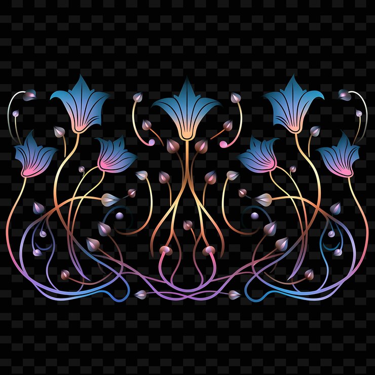 PSD art nouveau líneas de latigazo cervical motivos florales pastel púrpura serpe png formas y2k artes ligeras transparentes