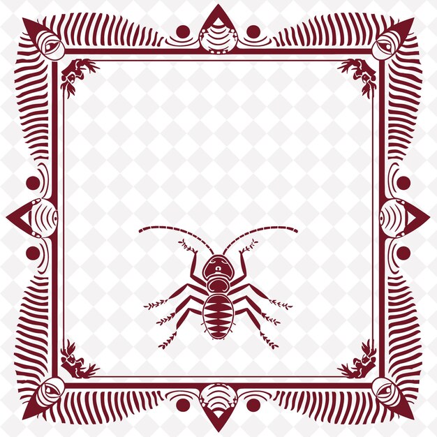 PSD art populaire de la fourmi avec des pattes et des antennes pour les décorations dans le cadre de décoration de contour d'illustration f