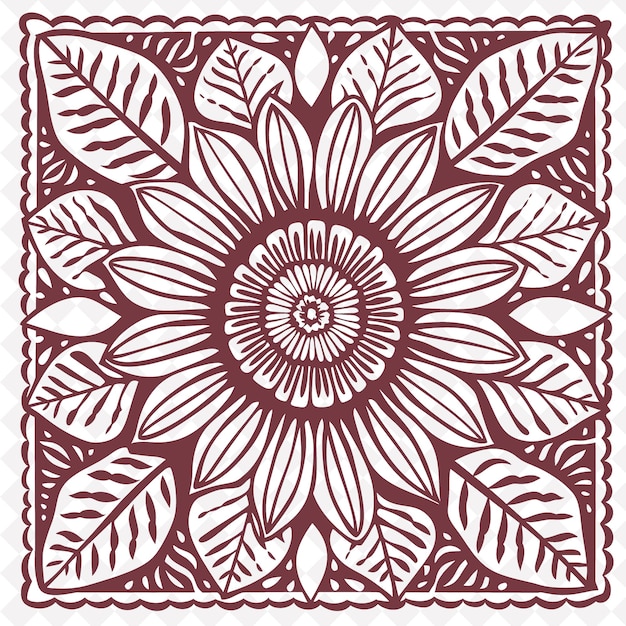 PSD art populaire de png zinnia avec des pétales et des feuilles pour les décorations dans le cadre de décoration de l'illustration