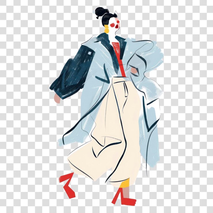 PSD art de style d'illustration de la fille de la mode de png
