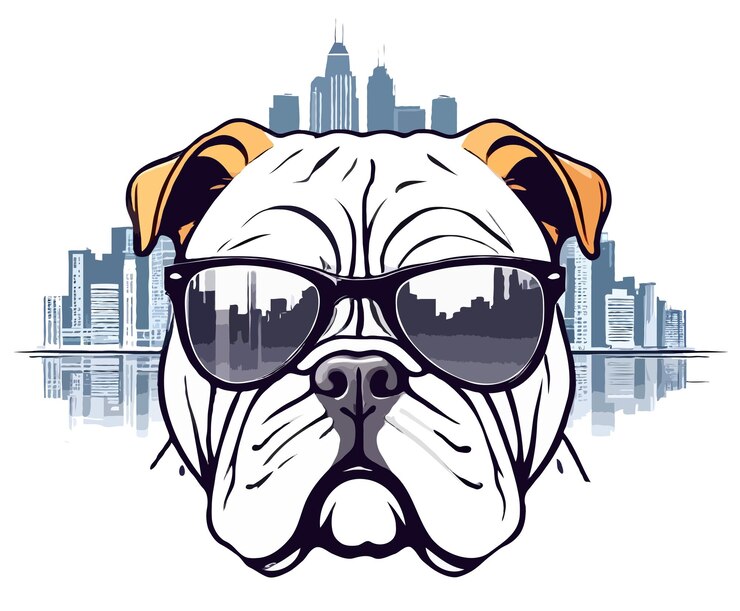 PSD l'art vectoriel du bulldog anglais l'illustration graphique urbaine moderne de l'animal