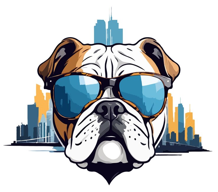 PSD l'art vectoriel du bulldog anglais l'illustration graphique urbaine moderne de l'animal