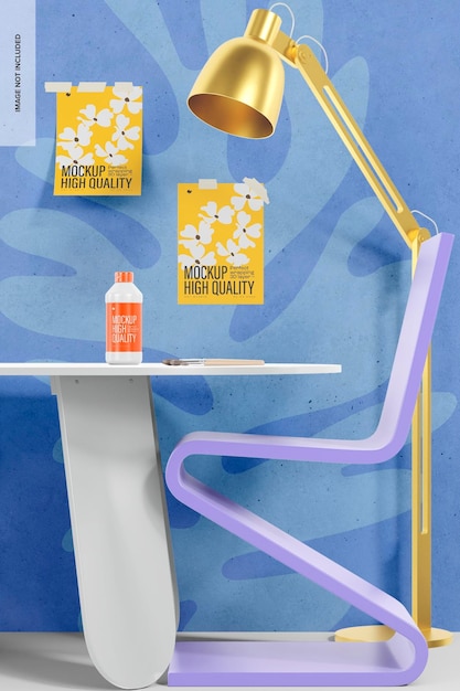 Art Workspace Mockup, Vorderansicht