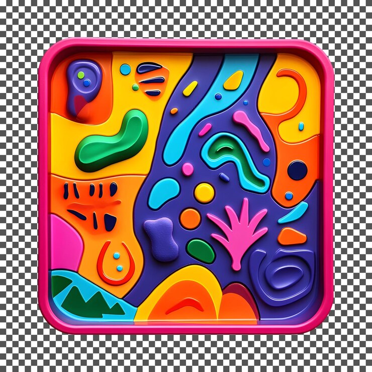 PSD arte 3d abstract colorido aislado sobre un fondo transparente