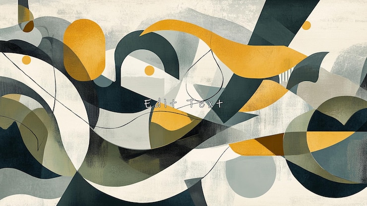 PSD arte abstracto con formas grises doradas y verdes apagadas