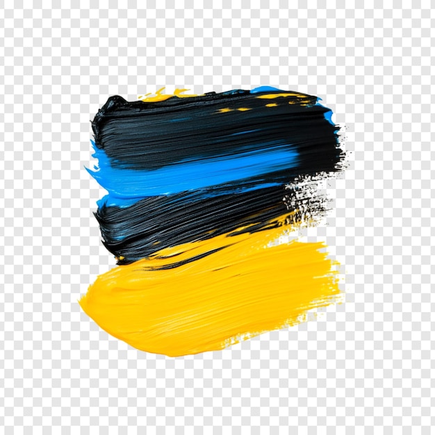 Arte abstracto con pincel de pintura azul amarillo y negro
