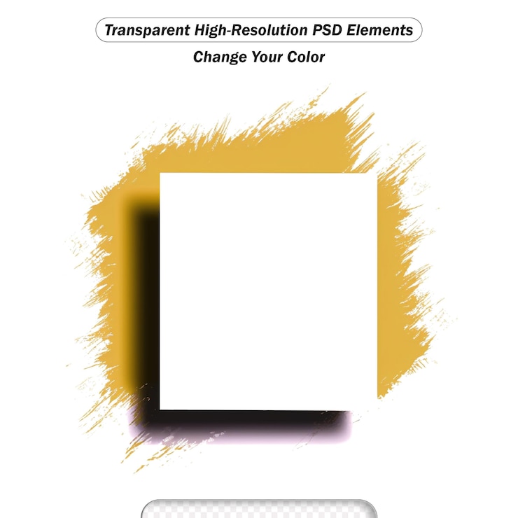 PSD arte abstracto pintura de pincel blanco diseño de textura trazo acrílico sobre marco cuadrado naranja