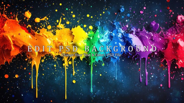 PSD el arte abstracto de las salpicaduras de pintura del arco iris