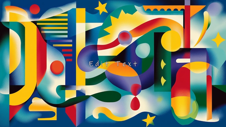 PSD arte abstracto vibrante con formas geométricas y colores audaces