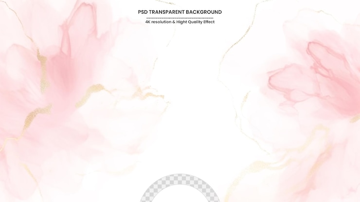 PSD arte de acuarela o tinta de alcohol abstracto fondo blanco rosado con galletas doradas