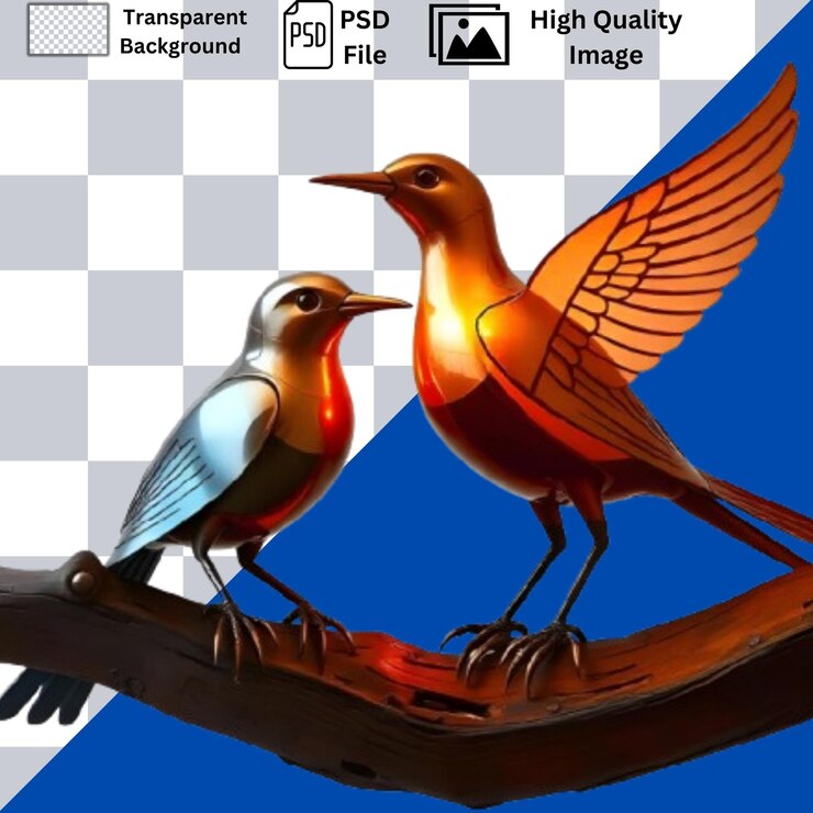 PSD arte asombroso pájaros cuerpo de acero