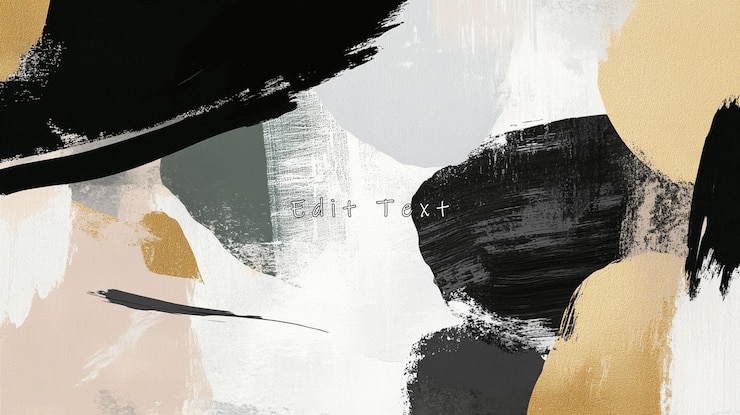 PSD arte astratta con tratti di vernice grigio oro nero e beige