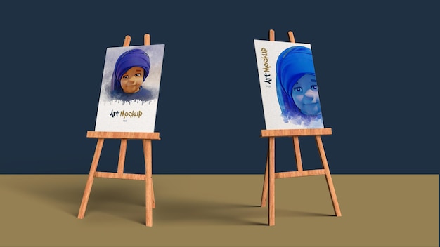 Arte carta da parati Mockup Arte Stand Mockup Pittura Mockup Art Stand pittura Mock up