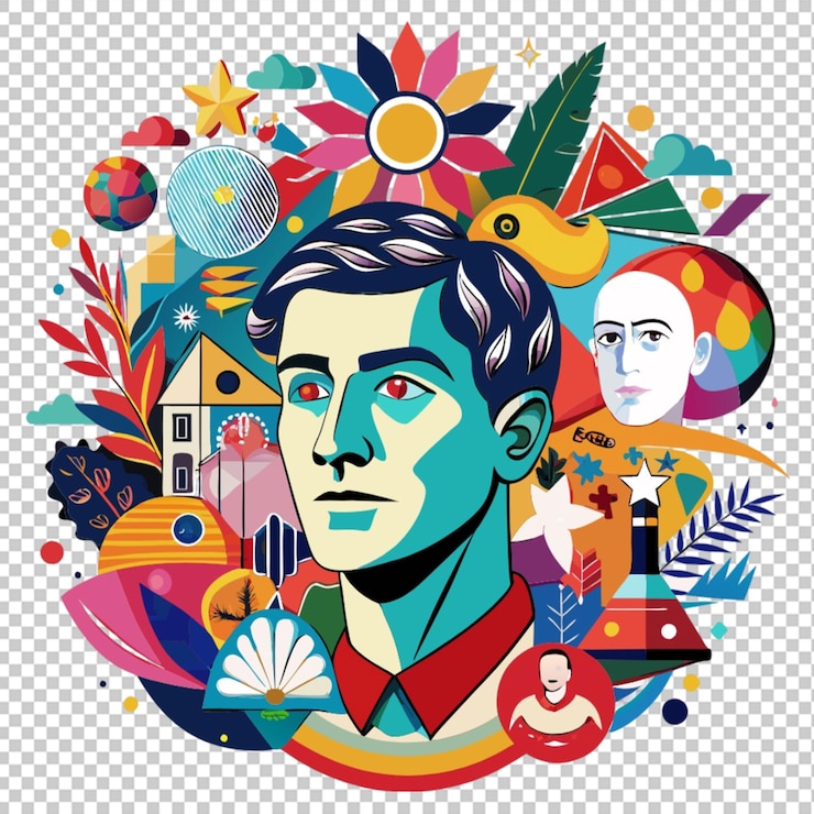 PSD arte de collage fondo transparente