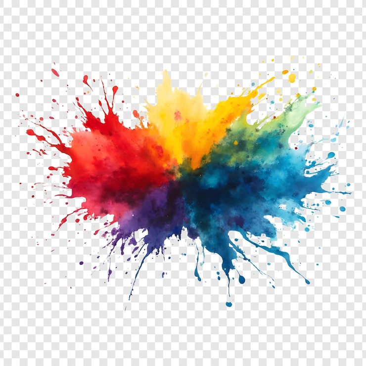 PSD arte colorata spruzzata di inchiostro isolata su uno sfondo trasparente