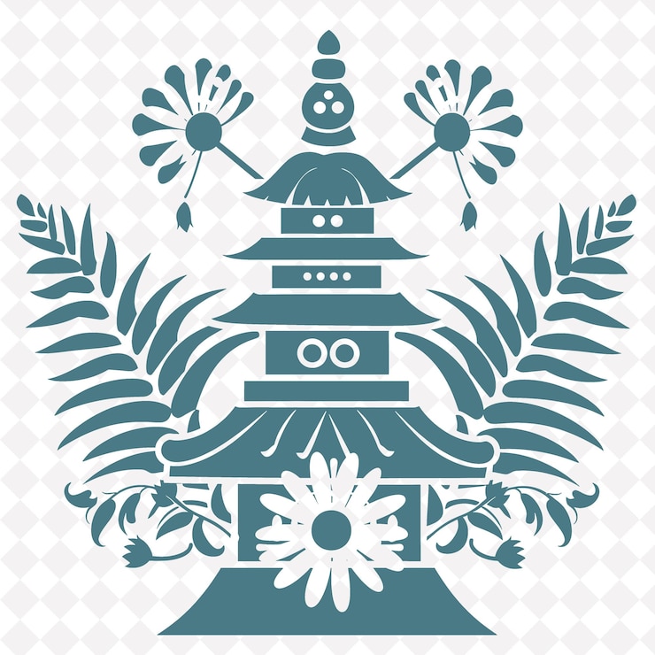 PSD arte confuciana indonesiana con icone religiose con un design vettoriale astratto ispirato alla cultura tra