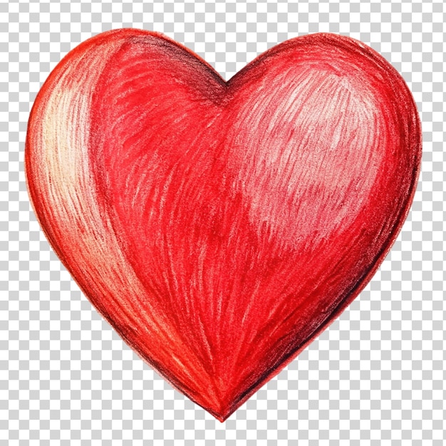 PSD arte de corazón rojo aislado sobre un fondo transparente