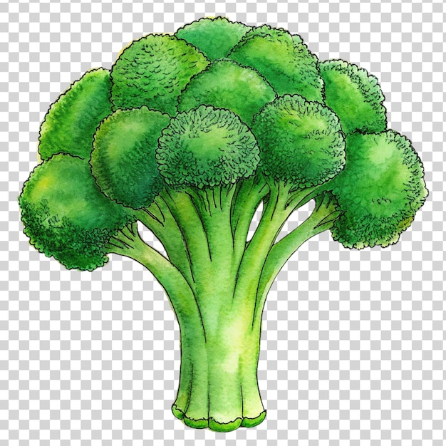 PSD arte de brócolis isolada em fundo transparente