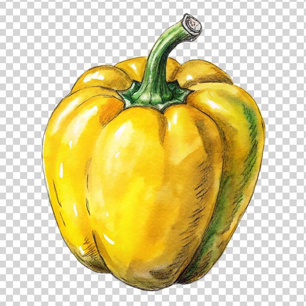 PSD arte de capsicum amarelo isolada em fundo transparente