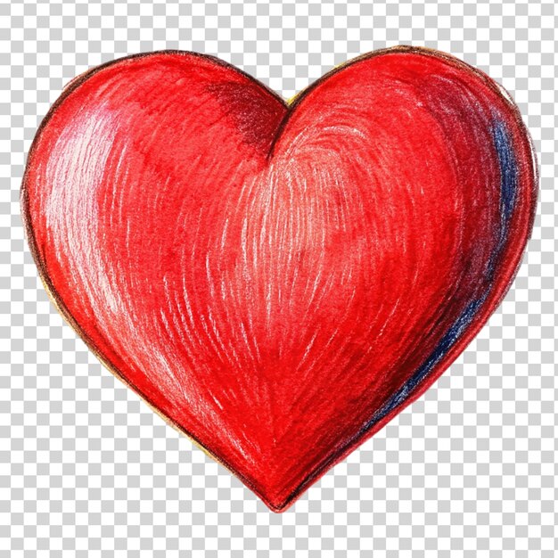 PSD arte de coração vermelho isolado em fundo transparente