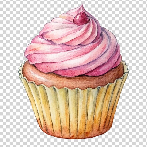 Arte de cupcake rosa isolada em fundo transparente