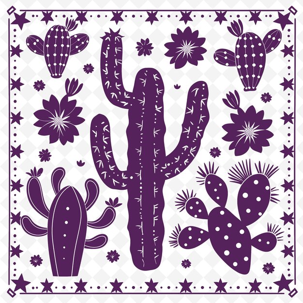 Arte de linha de cactus com espinhos e flores para decorações em t outline scribble arts of nature decor
