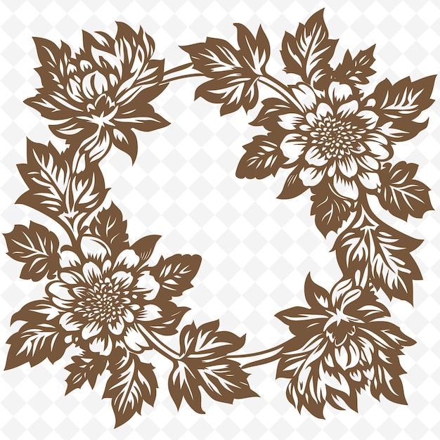 PSD arte de linha de crisantemo com pétalas e folhas para decoração esboço artes de rabiscos decoração da natureza