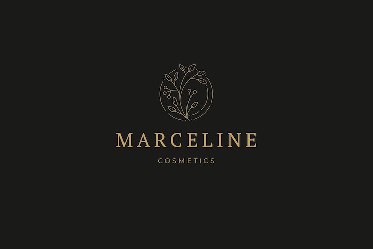 PSD arte de linha premium ramo de árvore natural dourado com bagas e folhas logotipo de design orgânico