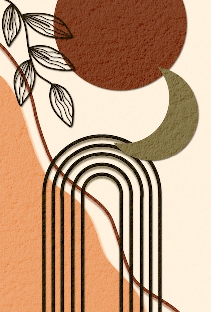 arte de parede com forma geométrica abstrata padrão de design com elemento de ilustração de folha de arame
