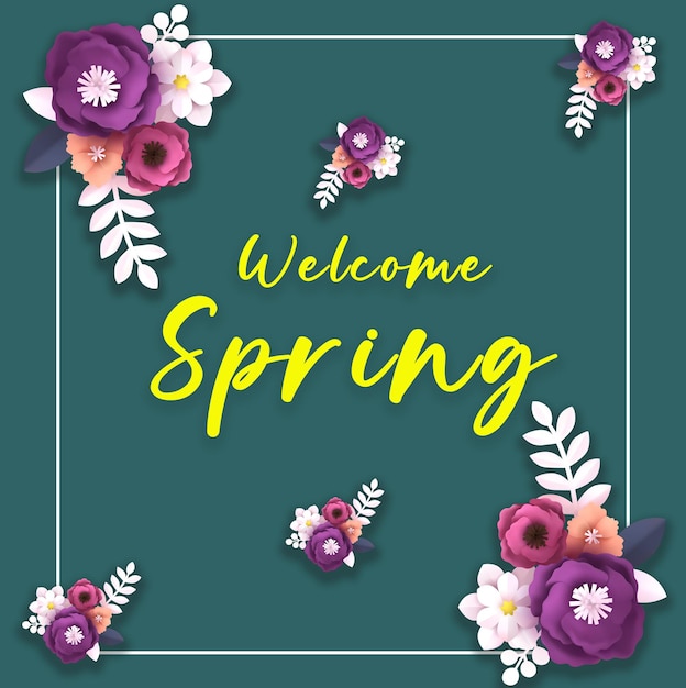 Arte de primavera e papel de texto de flores3